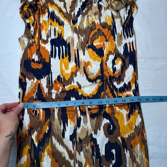 NWT Tory Burch Verda Dress XS Matmi Silk Ikat Midi Sheath Resort Cowl Neck - Picture 8 of 14